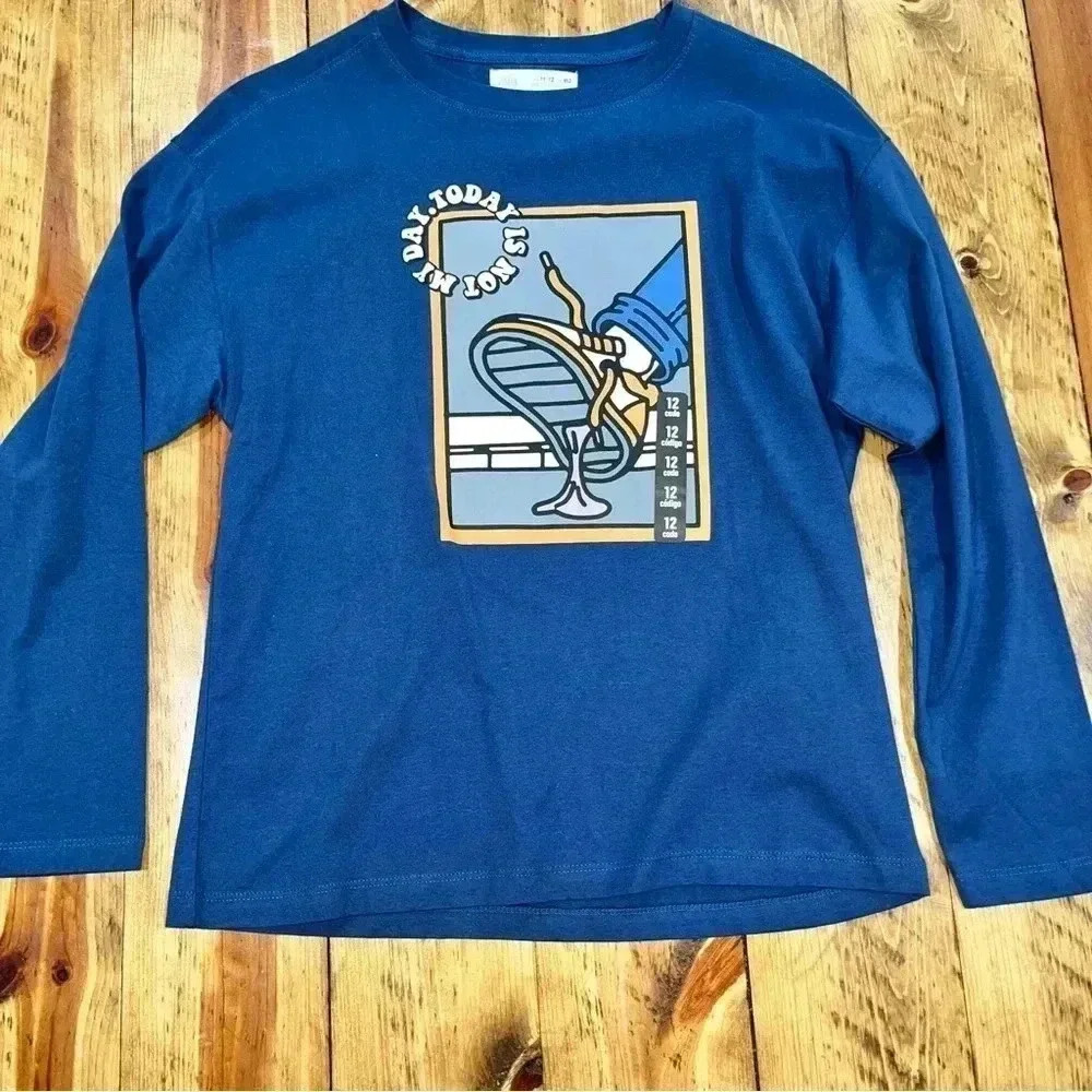 Zara NWT “Today is not my day” long sleeve tee t-shirt size kids 11-12